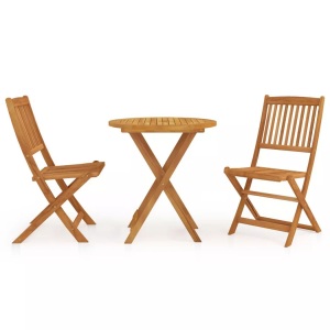vidaXL, vidaXL 3-tlg. Garten-Essgruppe Klappbar Massivholz Akazie, vidaXL 3-tlg. Garten-Essgruppe Klappbar Massivholz Akazie