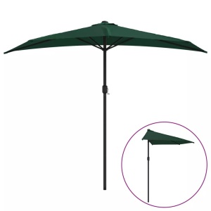 vidaXL, vidaXL Balkon-Sonnenschirm mit Alu-Mast Grün 270×135 cm Halbrund, vidaXL Balkon-Sonnenschirm mit Alu-Mast Grün 270x144 cm Halbrund