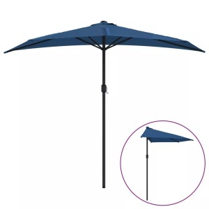 vidaXL, vidaXL Balkon-Sonnenschirm Alu-Mast Blau 270x135x245cm Halbrund, 