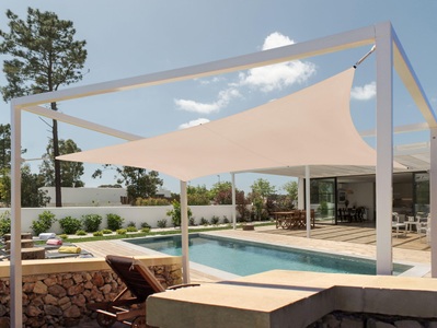 Beliani, Sonnensegel beige quadratisch 300 x 300, Beliani - Sonnensegel aus Polyester LUKKA, One Size, Schneeweiss