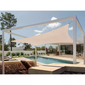 Beliani, Sonnensegel beige quadratisch 300 x 300, Beliani - Sonnensegel aus Polyester LUKKA, One Size, Schneeweiss