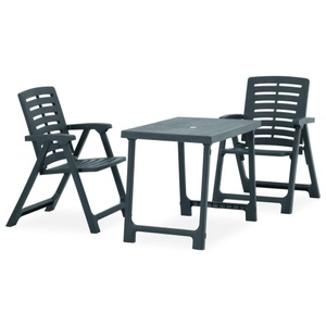 vidaXL, vidaXL 3-tlg. Bistro-Set Klappbar Kunststoff Grün, vidaXL 3-tlg. Bistro-Set Klappbar Kunststoff Grün