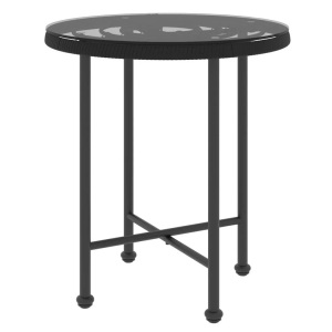 vidaXL, vidaXL Esstisch Schwarz Ø50 cm Hartglas und Stahl