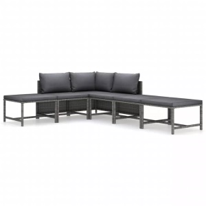 vidaXL, vidaXL 6-tlg. Garten-Lounge-Set mit Kissen Poly Rattan Grau