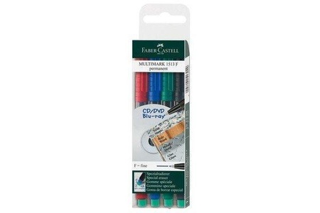 Faber-Castell, Faber-Castell CD/DVD Multimarker F, Faber-Castell OHP MULTIMARK, F, 4-farbig assortiert, permanent, 151304