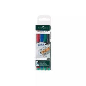 Faber-Castell, Faber-Castell CD/DVD Multimarker F, Faber-Castell OHP MULTIMARK, F, 4-farbig assortiert, permanent, 151304