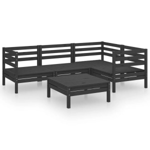 vidaXL, vidaXL 5-tlg. Garten-Lounge-Set Massivholz Kiefer Schwarz