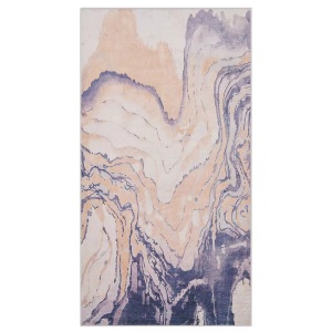 Beliani, Beliani Teppich beige-blau 80 x 150 cm Kurzflor GEBZE, Beliani - Teppich aus Polyester Modern GEBZE, 80X150CM, Rauch