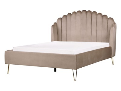 Beliani, Bett mit Lattenrost aus Samtstoff Retro AMBILLOU Bett mit Lattenrost aus Samtstoff Retro AMBILLOU