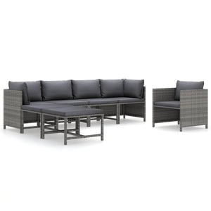 vidaXL, vidaXL 7-tlg. Garten-Lounge-Set mit Kissen Poly Rattan Grau