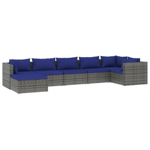 vidaXL, vidaXL 7-tlg. Garten-Lounge-Set mit Kissen Poly Rattan Grau, 
