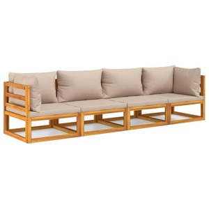 vidaXL, vidaXL 4-tlg. Garten-Lounge-Set mit Taupe Kissen Massivholz