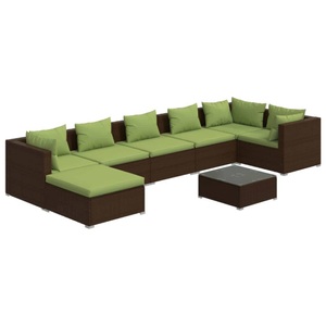 vidaXL, vidaXL 8-tlg. Garten-Lounge-Set mit Kissen Poly Rattan Braun