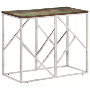 vidaXL, vidaXL Konsolentisch Silbern Edelstahl und Altholz Massiv, VidaXL - Konsolentisch edelstahl, One Size, Gelbgold