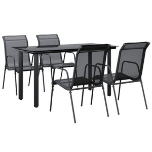 vidaXL, vidaXL 5-tlg. Garten-Essgruppe Schwarz Stahl und Textilene