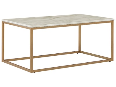 Beliani, Beliani Couchtisch weiss/Gold Marmor Optik DELANO, Beliani - Couchtisch aus MDF-Platte Modern DELANO, One Size, Perle