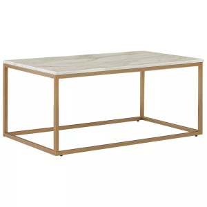 Beliani, Beliani Couchtisch weiss/Gold Marmor Optik DELANO, Beliani - Couchtisch aus MDF-Platte Modern DELANO, One Size, Perle
