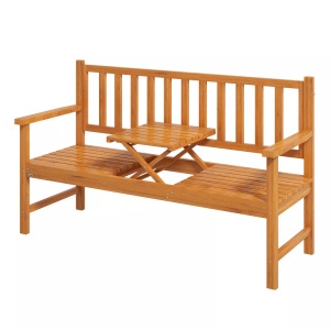 Northio, Northio - Gartenbank 3-Sitzer Sitzbank Tisch Armlehne Holzbank Bis 280Kg Balkon Terrasse Hellbraun 153X56X91Cm, 150 x 54 cm, Northio - Gartenbank 3-Sitzer Sitzbank Tisch Armlehne Holzbank Bis 280Kg Balkon Terrasse Hellbraun 153X56X91Cm, 150 x 54 cm
