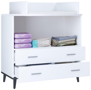 MID.YOU, MID.YOU Wickelkommode 80/93/49 cm , Landos , Weiss , Kunststoff , 2 Schubladen , 80x93x49 cm , melaminharzbeschichtet,melaminharzbeschichtet,Nachbildung,Nachbildung , 000657025316, VCM - Wickeltisch Set | Wickelregal mit Wickelaufsatz Maße H. 93 x B. 80 T. 49 zwei Schubladen für Stauraum Wickelkommode Lindas, One Size, Weiss / Anthrazit