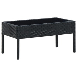 vidaXL, vidaXL Gartentisch Schwarz 75x40x37 cm Poly Rattan