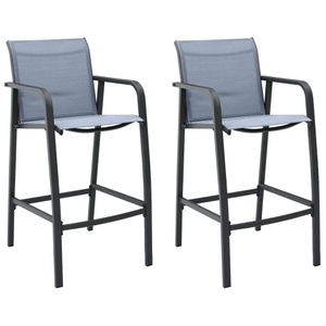 vidaXL, vidaXL Garten-Barstühle 2 Stk. Grau Textilene, vidaXL Garten-Barstühle 2 Stk. Grau Textilene