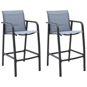 vidaXL, vidaXL Garten-Barstühle 2 Stk. Grau Textilene, vidaXL Garten-Barstühle 2 Stk. Grau Textilene