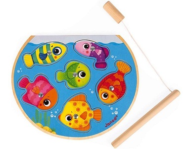 Janod, Janod Angel-Puzzle FISCHGLAS 6-teilig aus Holz, Janod Lernspielzeug »Angeln im Fischglas«