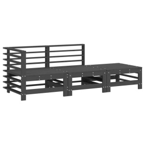 vidaXL, vidaXL 3-tlg. Garten-Lounge-Set Grau Massivholz Kiefer, vidaXL 3-tlg. Garten-Lounge-Set Grau Massivholz Kiefer
