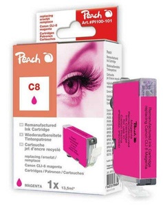 Peach, Peach Tintenpatrone magenta kompatibel zu Canon CLI-8M, 0622B001, 0622B025, Peach C8 M Druckerpatrone XL ma ersetzt Canon CLI-8M, 0622B001, 0622B025 für z.B. Canon Pixma IP 5200, Canon Pixma MP 610, Canon Pixma IP 3300