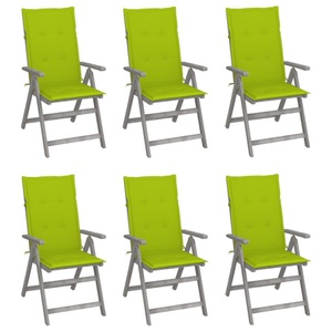 vidaXL, vidaXL Verstellbare Gartenstühle 6 Stk. mit Auflagen Massivholz Akazie
