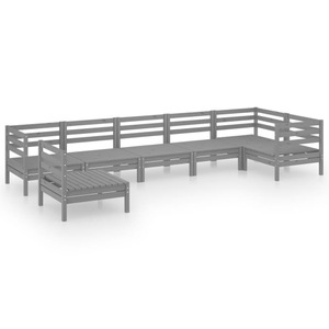 vidaXL, vidaXL 7-tlg. Garten-Lounge-Set Massivholz Kiefer Grau, vidaXL 7-tlg. Garten-Lounge-Set Massivholz Kiefer Grau