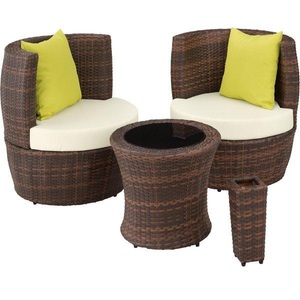 TecTake, Rattan Sitzgruppe Nizza Rattan Sitzgruppe Nizza, Tectake - Aluminium Rattan Sitzgruppe Nizza 2+1+1, 4 Stück, Braun