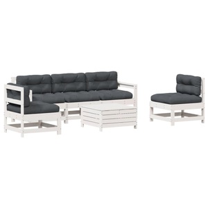 vidaXL, vidaXL 6-tlg. Garten-Lounge-Set mit Kissen Weiß Massivholz Kiefer