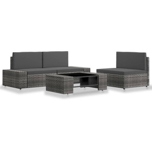 Diverse Hardware, 4-tlg. Garten-Lounge-Set Poly Rattan Grau