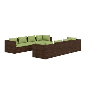 vidaXL, vidaXL 9-tlg. Garten-Lounge-Set mit Kissen Poly Rattan Braun, 