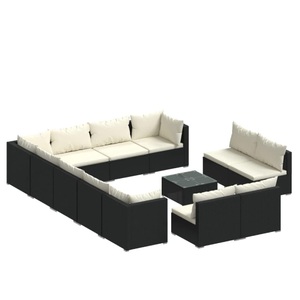 vidaXL, vidaXL 13-tlg. Garten-Lounge-Set mit Kissen Schwarz Poly Rattan, 