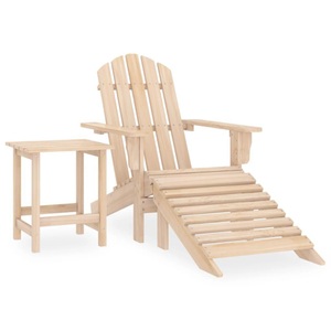 vidaXL, vidaXL Adirondack-Gartenstuhl mit Fußstütze & Tisch Massivholz Tanne