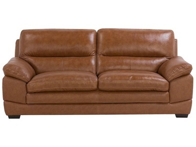 Beliani, Beliani Sofa Leder Goldbraun HORTEN, Beliani - 3 Sitzer Sofa aus Echtleder Retro HORTEN, One Size, Camel