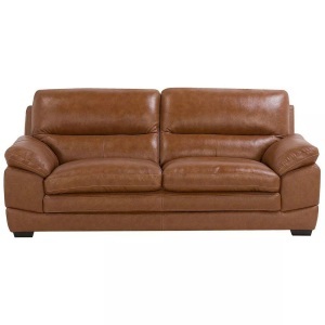 Beliani, Beliani Sofa Leder Goldbraun HORTEN, Beliani - 3 Sitzer Sofa aus Echtleder Retro HORTEN, One Size, Camel