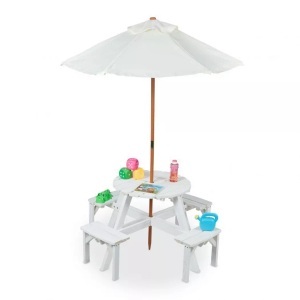 B2X, B2X - Runde Sitzecke für Kinder aus Holz mit Sonnenschirm, One Size, B2X - Runde Sitzecke für Kinder aus Holz mit Sonnenschirm, One Size