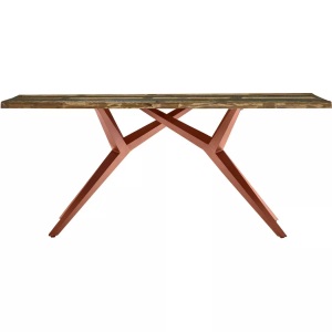 mutoni design, Tisch 200x100 cm - Altholz lackiert bunt - Metall antikbraun, Massivholztisch 200x100 - Altholz lackiert bunt - Metall antikbraun