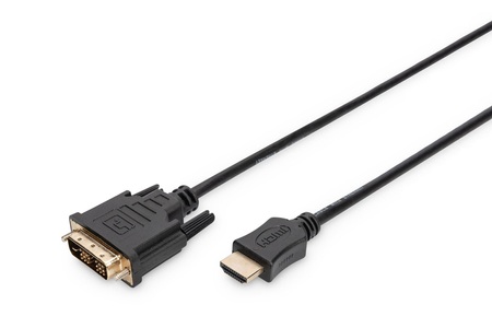 Digitus, Digitus HDMI / DVI Anschlusskabel [1x HDMI-Stecker - 1x DVI-Stecker 18+1pol.] 3 m Schwarz, Digitus HDMI / DVI Adapterkabel HDMI-A Stecker, DVI-D 18+1pol. Stecker 3.00 m Schwarz AK-330300-030-S schraubbar