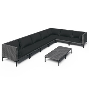 vidaXL, vidaXL 8-tlg. Garten-Lounge-Set mit Auflagen Poly Rattan Dunkelgrau