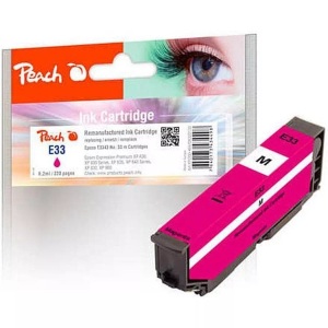 Peach, Peach Tintenpatrone magenta kompatibel zu Epson No. 33 m, T3343, Peach E33 Druckerpatrone ma ersetzt Epson T3343, No. 33 m, C13T33434010 für z.B. Epson Expression Premium XP -530, Epson Expression Premium XP -630