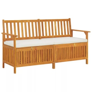 vidaXL, vidaXL Truhenbank mit Kissen 148 cm Massivholz Akazie, vidaXL Truhenbank mit Kissen 148 cm Massivholz Akazie