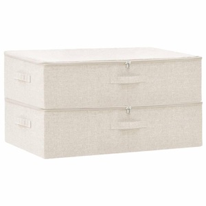 vidaXL, vidaXL Aufbewahrungsboxen 2 Stk. Stoff 70x40x18 cm Creme, vidaXL Aufbewahrungsboxen 2 Stk. Stoff 70x40x18 cm Creme