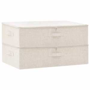 vidaXL, vidaXL Aufbewahrungsboxen 2 Stk. Stoff 70x40x18 cm Creme, vidaXL Aufbewahrungsboxen 2 Stk. Stoff 70x40x18 cm Creme