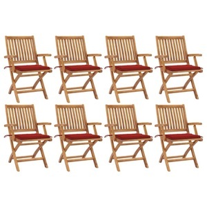 vidaXL, vidaXL Klappbare Gartenstühle mit Kissen 8 Stk. Massivholz Teak