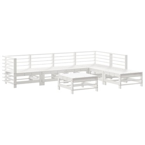 vidaXL, vidaXL 7-tlg. Garten-Lounge-Set Weiß Massivholz Kiefer, vidaXL 7-tlg. Garten-Lounge-Set Weiß Massivholz Kiefer