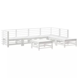 vidaXL, vidaXL 7-tlg. Garten-Lounge-Set Weiß Massivholz Kiefer, vidaXL 7-tlg. Garten-Lounge-Set Weiß Massivholz Kiefer